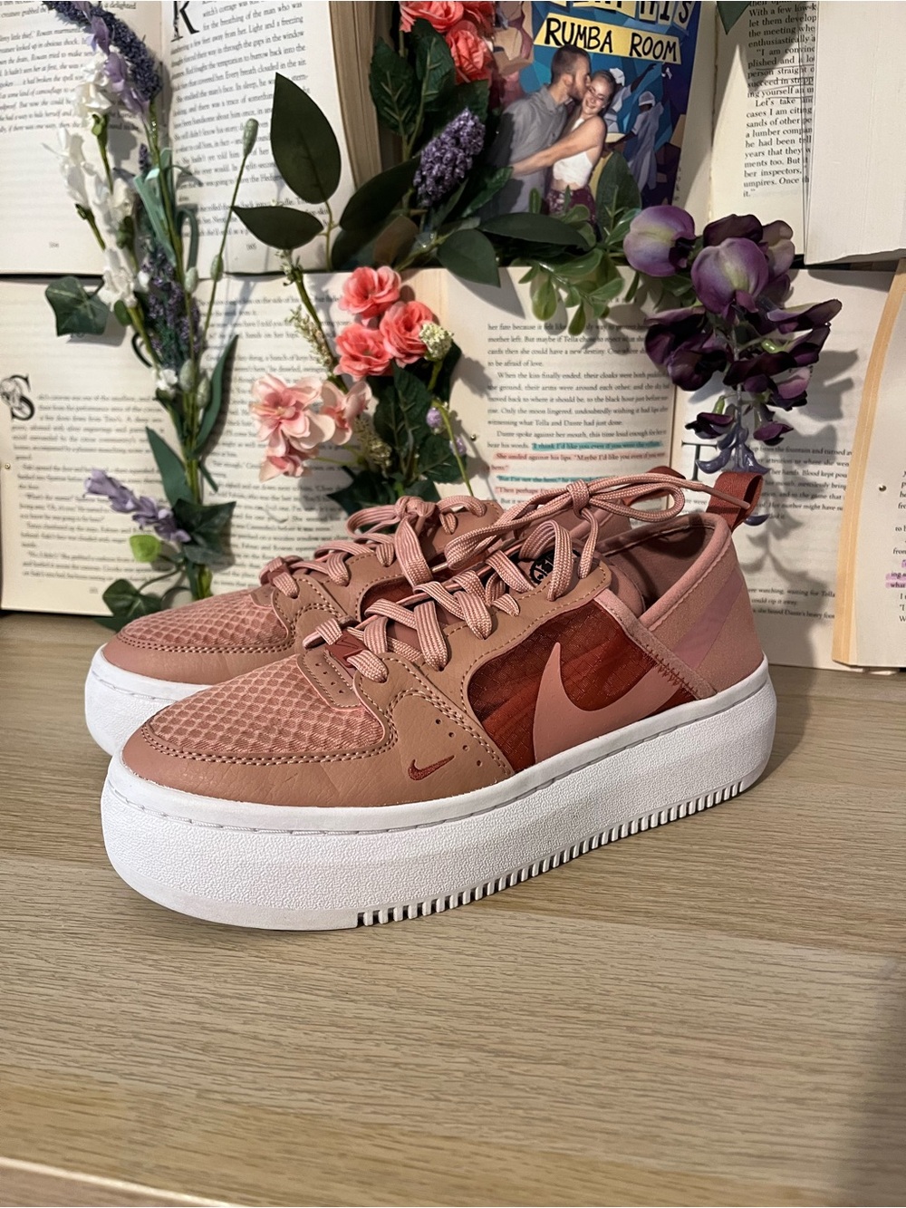 Nike Women’s Rose Pink Platform Sneakers with White Sole